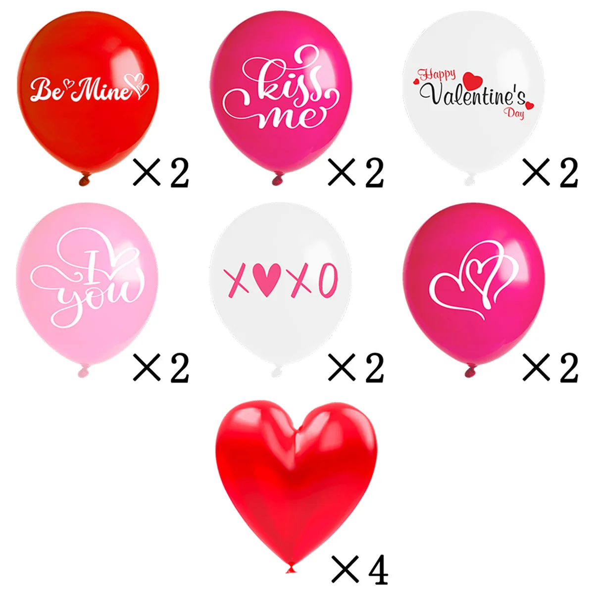 16 قطعة عيد الحب الديكور بالونات اللاتكس مجموعة الحب XOXO Prining الهيليوم Globos الزفاف اقتراح الذكرى لوازم 2026 #3