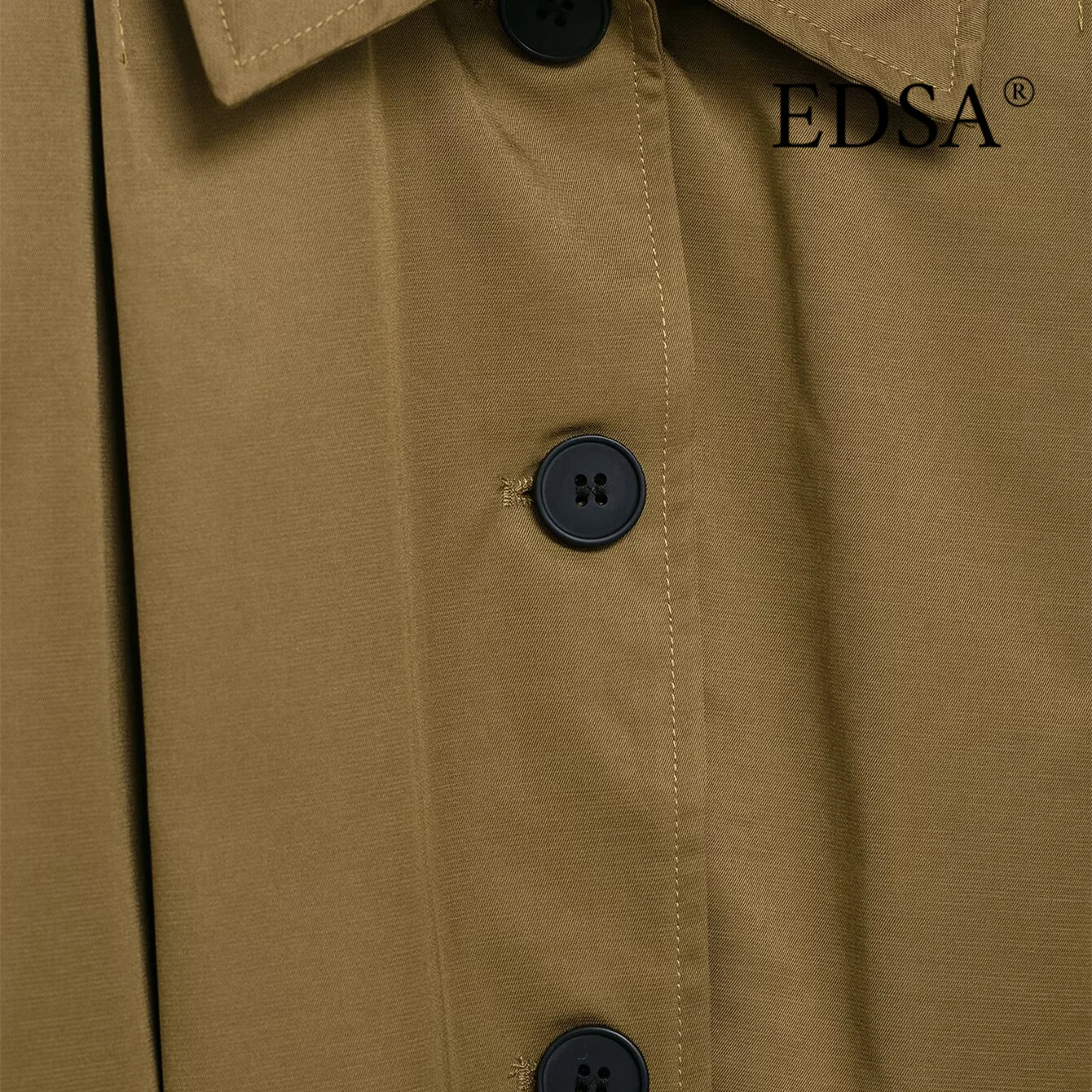 EDSA Women Pleated Jacket with Shoulder Pads Long SLeeves Turn-down Collar Single Breasted Spring Autumn Female Coat Outerwear