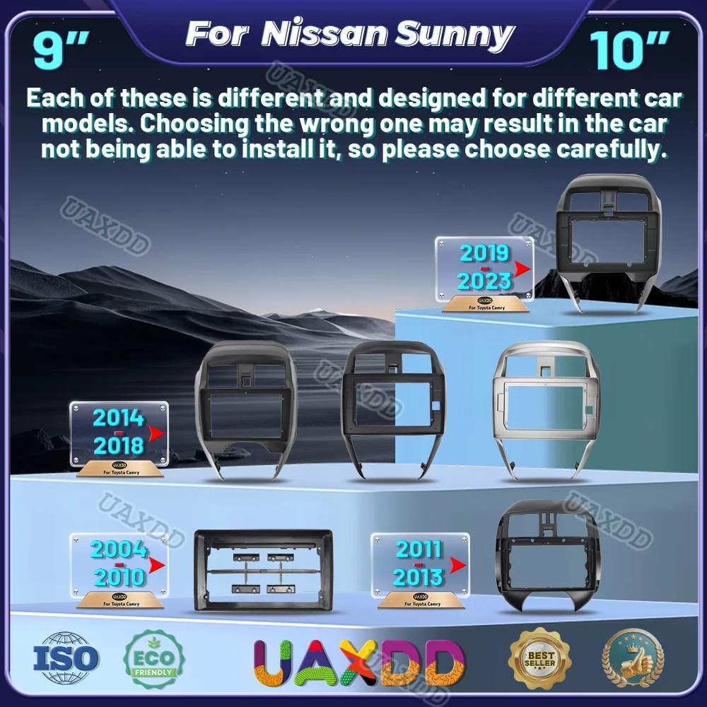 

Для 2004-2023 Nissan Sunny 9 дюймов 10,1-дюймовый интерьер автомобиля стерео радио Android рамка адаптер плеер мультимедийная приборная панель CD