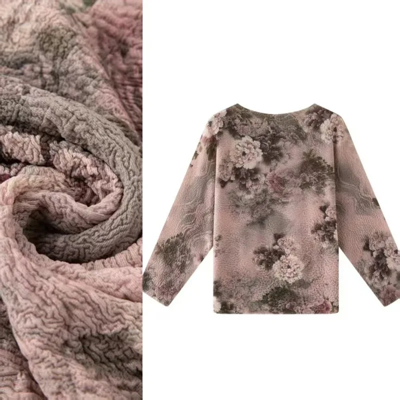 

Плиссированная футболка Miyake 2026, футболка с круглым вырезом и длинными рукавами, темпераментная пригородная сотня свободных складок, блузка, женская весенняя новинка