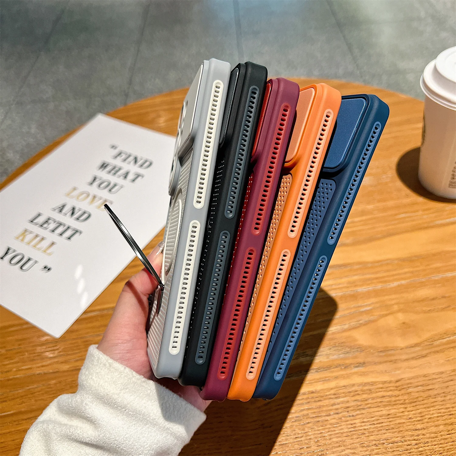 Luxury Heat Dissipation Cooling Mesh Hole Phone Case for Samsung S24 S25 S26 Ultra For Magsafe Magnetic Stand Holder Armor Cover view 5