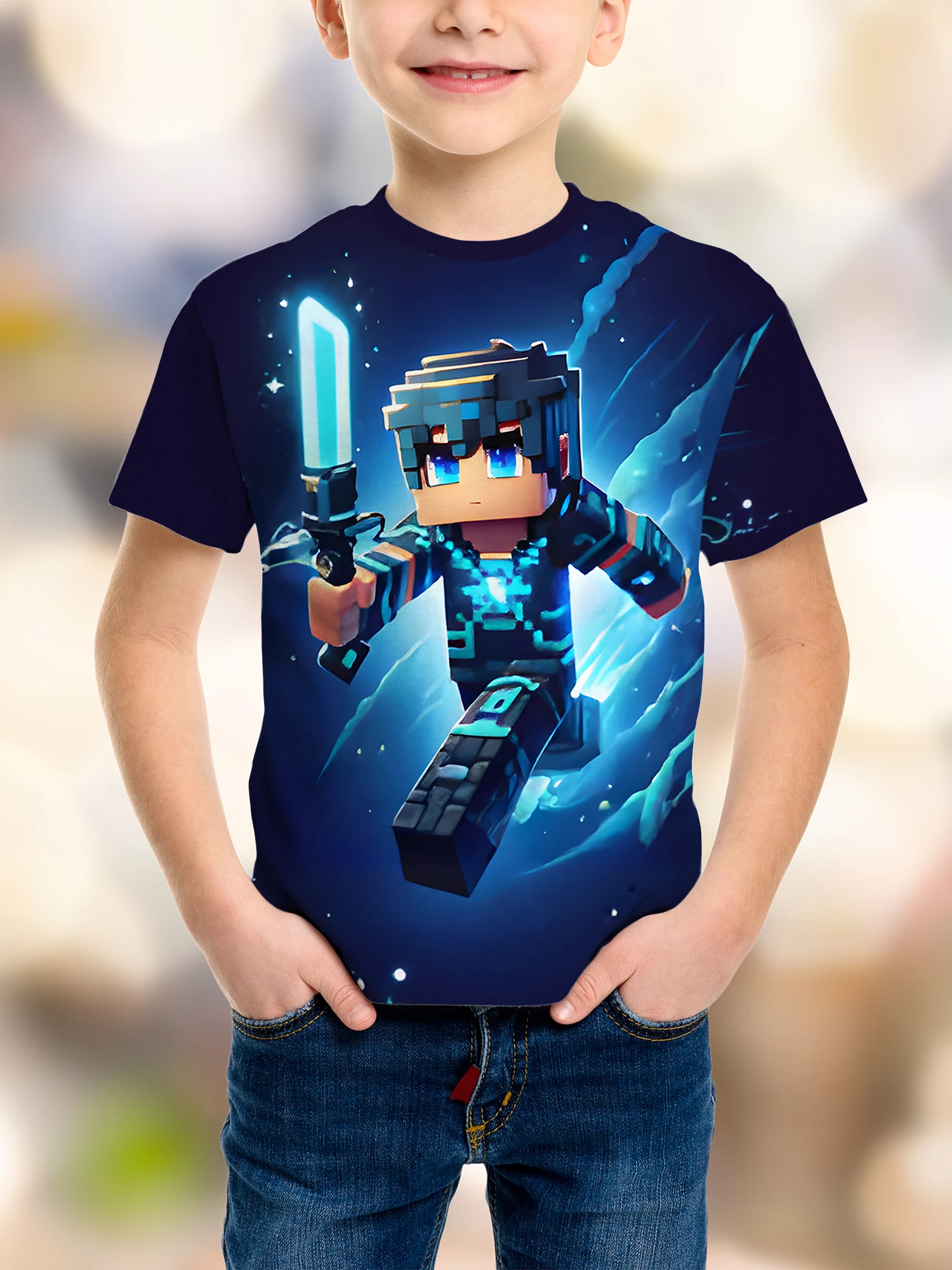 لعبة Pixel حفلة عيد ميلاد للأطفال تي شيرت الفكاهة مضحك الأولاد أزياء B-day الجدة هدية قصيرة الأكمام Te #6