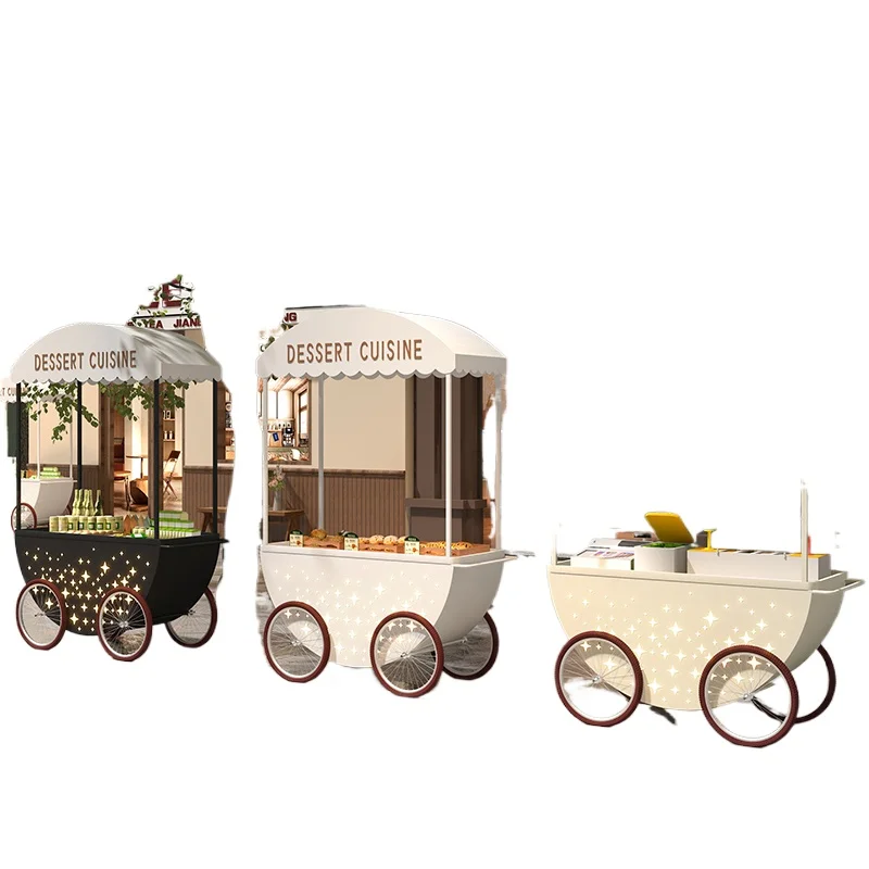 

Internet celebrity mobile sales car pedestrian street B & B commercial display cart shop decoration luminous drainage promotiona