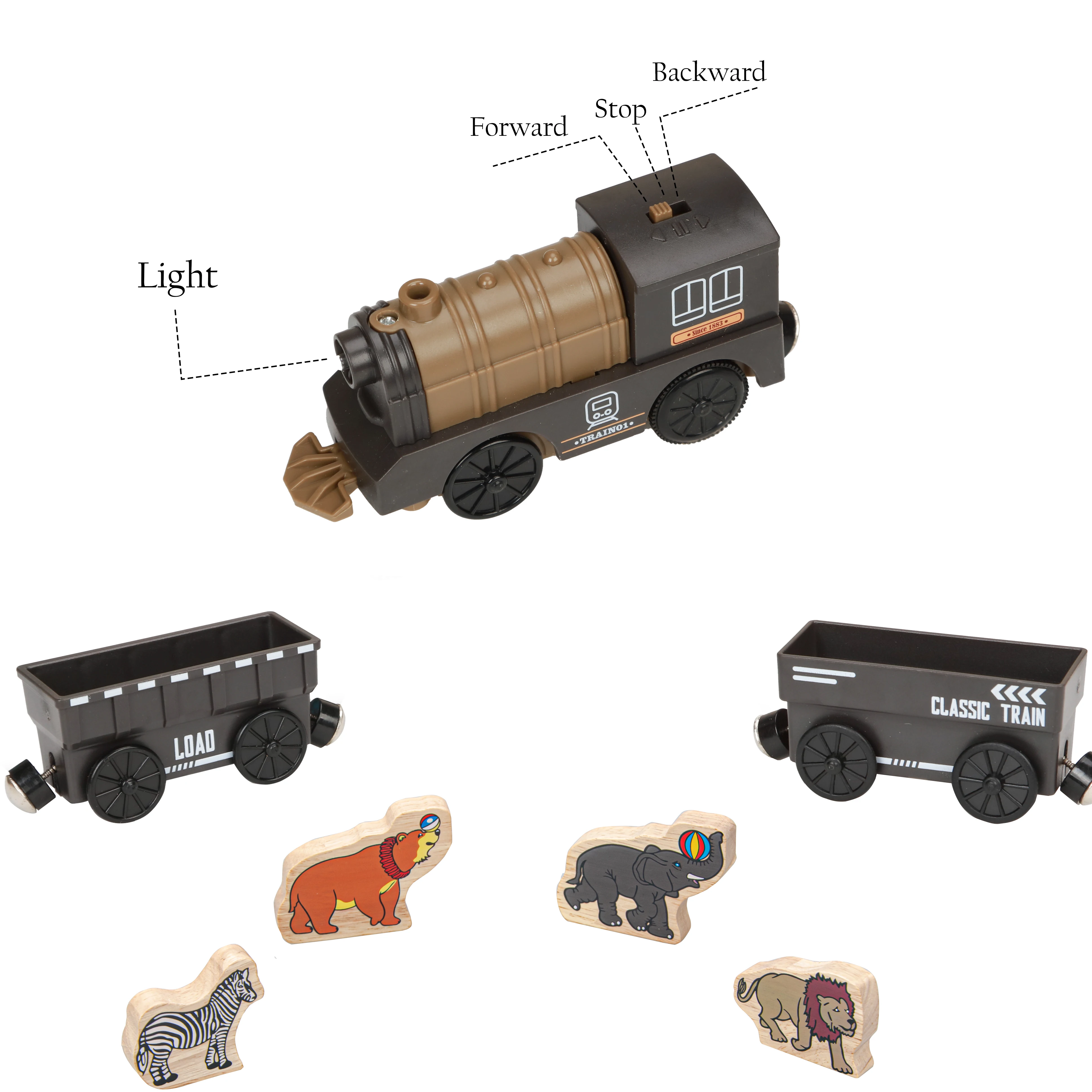 Kids Electric Train Toys Set Train Diecast Slot Toy Fit for Standard Wooden Train Track Railway