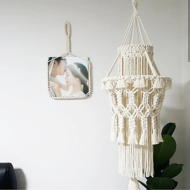 

Hand woven Lampshade Room Hanging Cover Decorate Pendant Lights Shades Geometric Tapestry Art Design