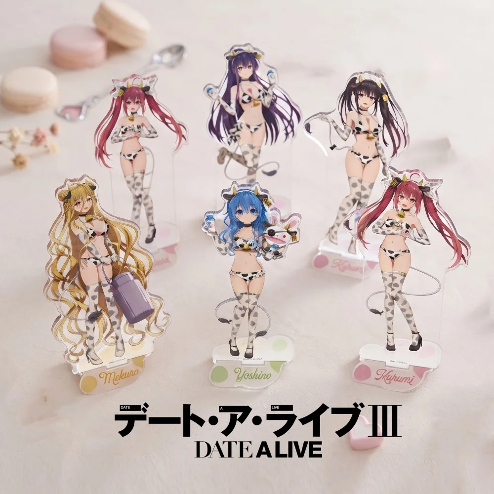 Date A Live Acrylic Stand Keychain 2026 New Kurumi Yoshino Mukuro Kotori Tohka Cow Series Cute Custom Figure