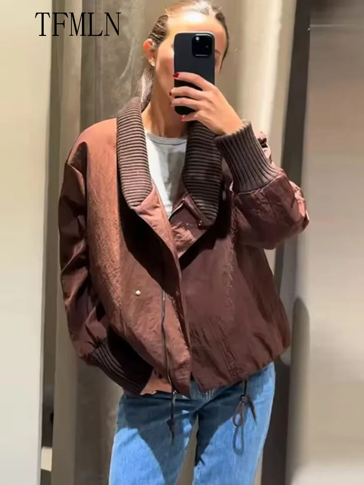 

Модные однотонные свободные куртки в рубчик для женщин, повседневные шикарные пальто на молнии, плотная женская уличная одежда с длинными рукавами, осень-зима 2024 г.