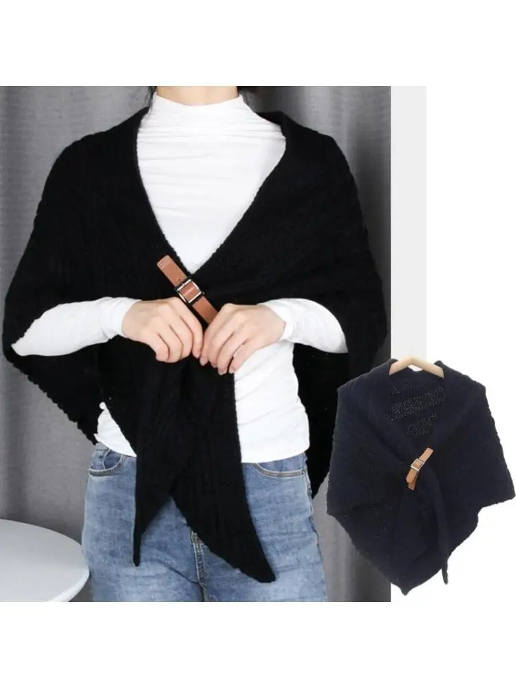 

39BB Scarf Shawl Wraps For Women Shawl Buckle Clasp Weaved Cloak Shawl for Jacke