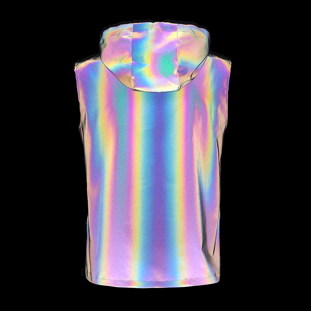 Night Reflective Vest Men's Spring Summer Thin Hooded Fashion Casual Outdoor Run Dancing Hip-hop Streetwear Glowing Clothes