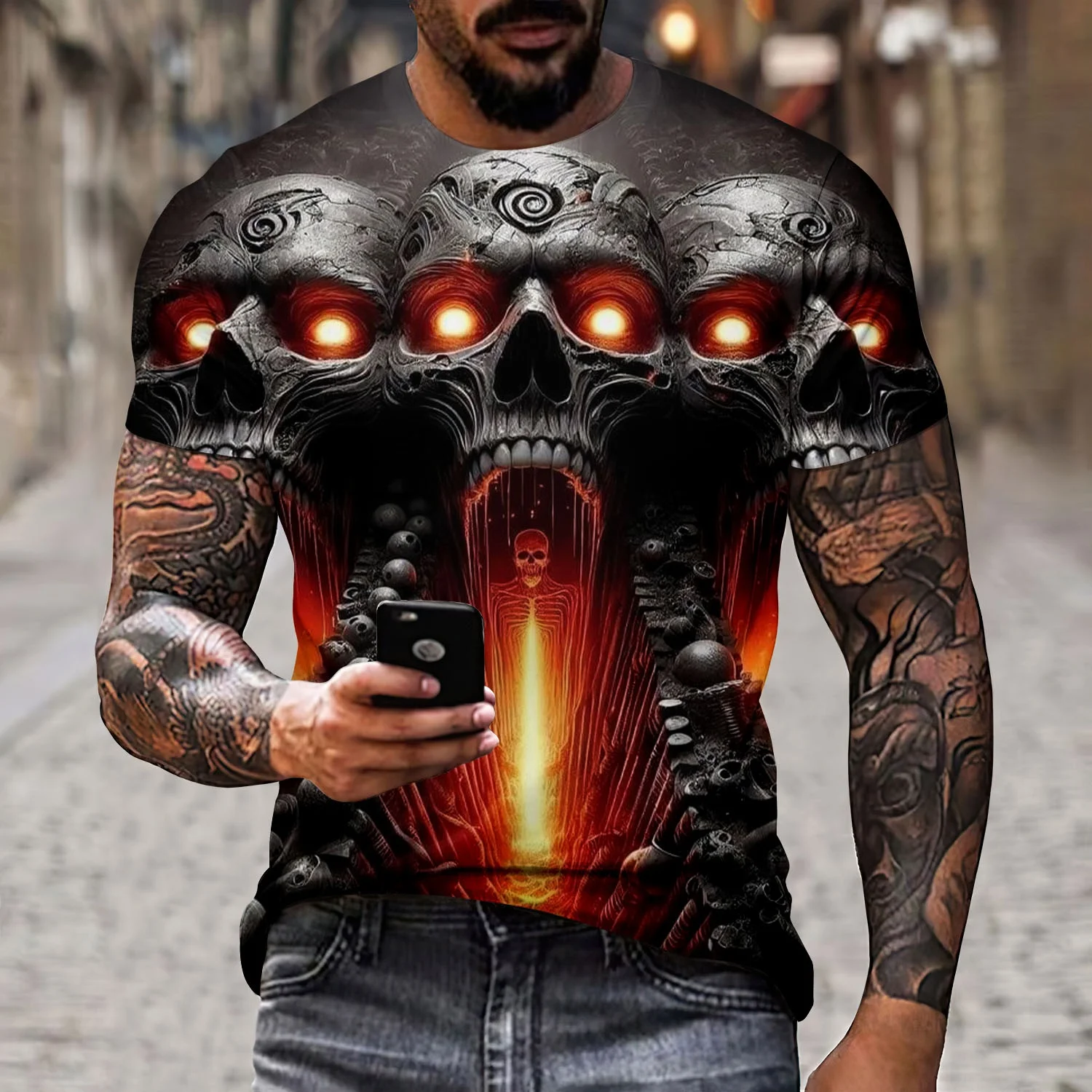 

3D Printed Death Comes New European and American Best-selling Adult Men's and Children's Short-sleeved T-shirt