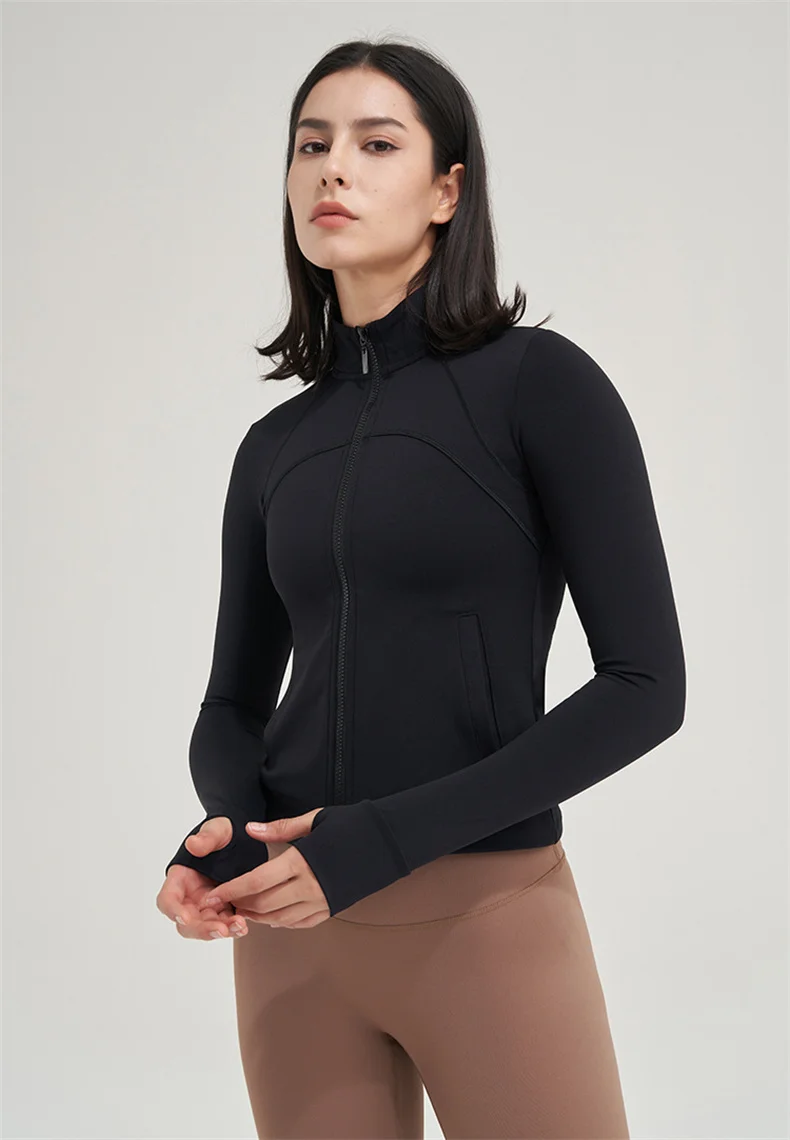 TRY TO BN Yoga Long Sleeve Coat Zipper Loose Sports Tops Breathable Sunscreen T Shirt Workout Women Running Gym Clothing Fitness