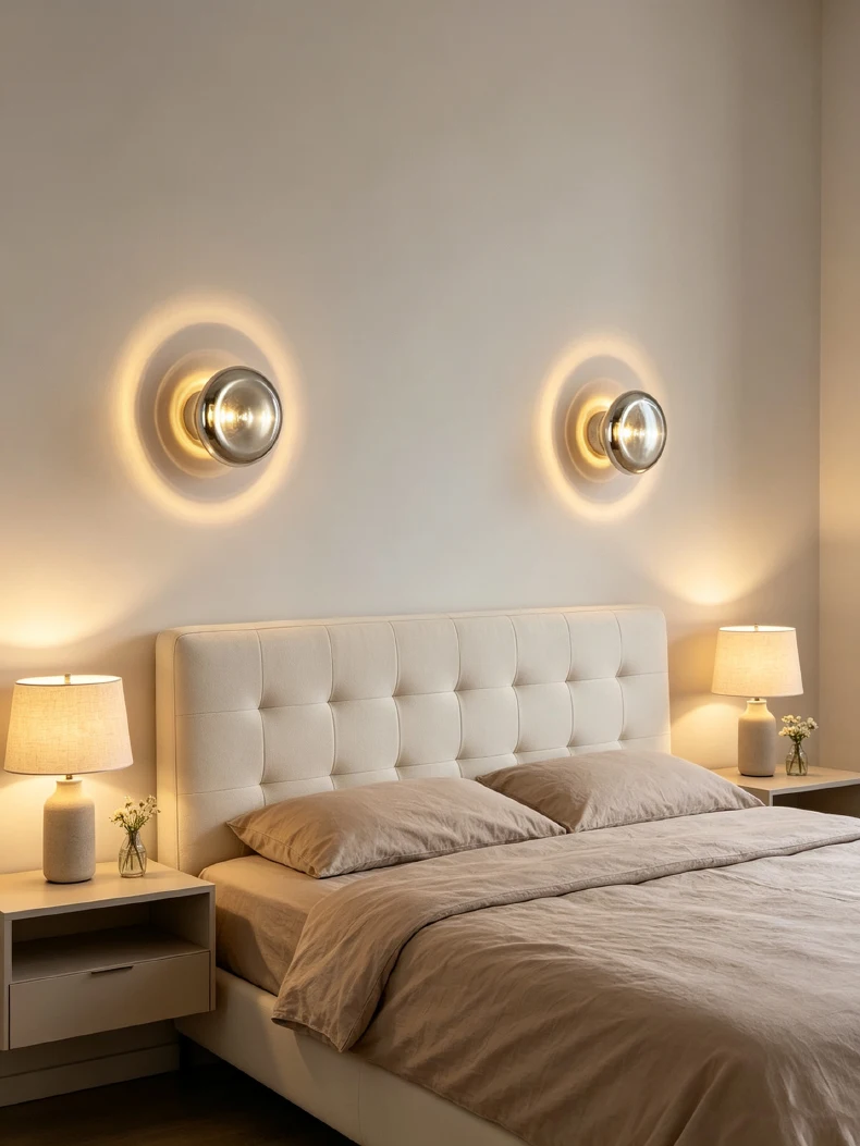 Grey Glass LED Wall Lamp Gold Aluminium Mini Light