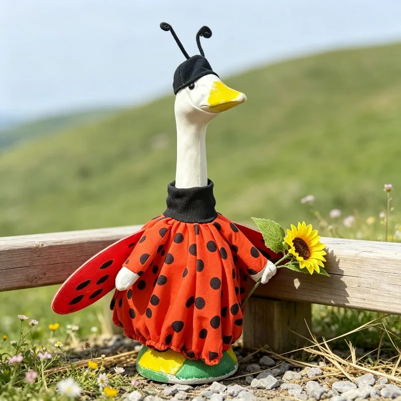 Outdoor Statue Bee Ladybug Insect Style Goose Costume for White Lawn Statue Accessory Spring Yard Ornament,without Goose