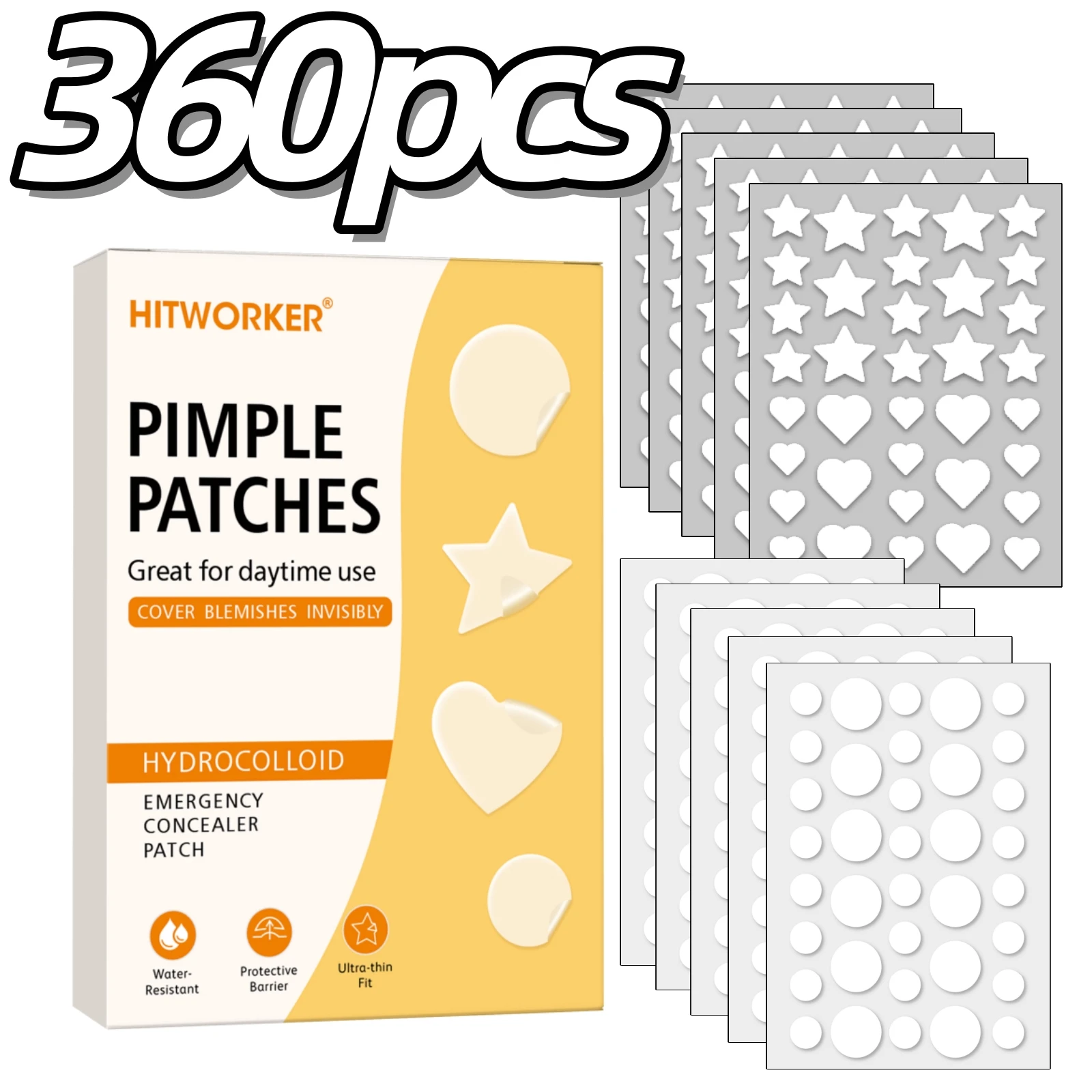 360pcs Acne Patches Gentle and discreet, suitable for day and night use, effectively absorbing impurities from pimples view 2