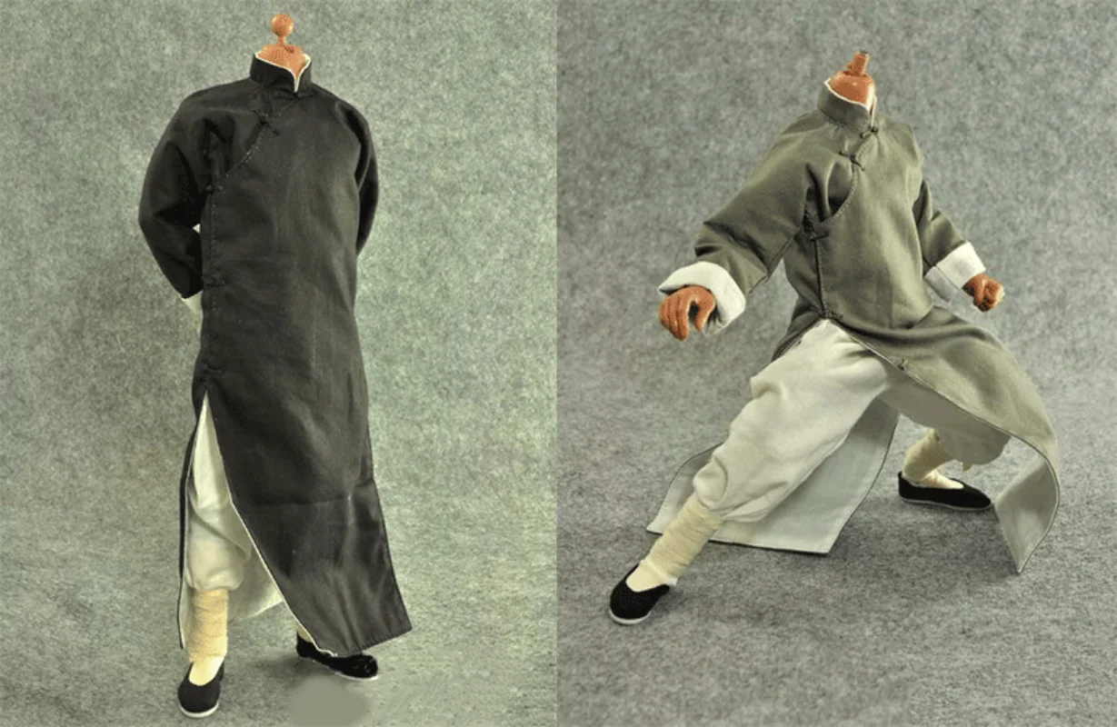 

1/6 Scale Kung Fu Robe Black Grey Model Clothes Toy For Figure Doll