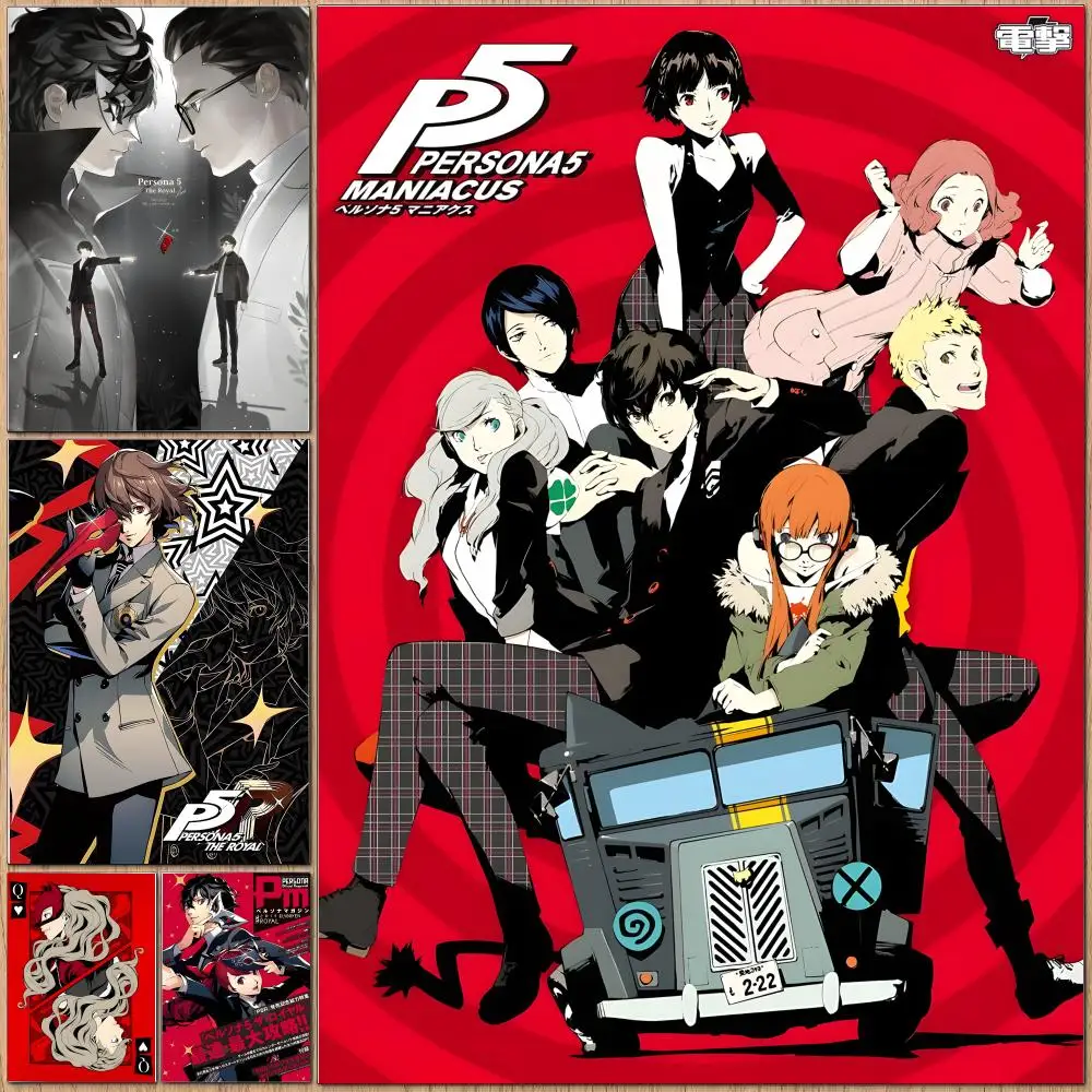 Beliebtes P5 Persona 5-Poster, HD, wasserfest, selbstklebend, Wandkunst, Multi-Szenen-Anwendung