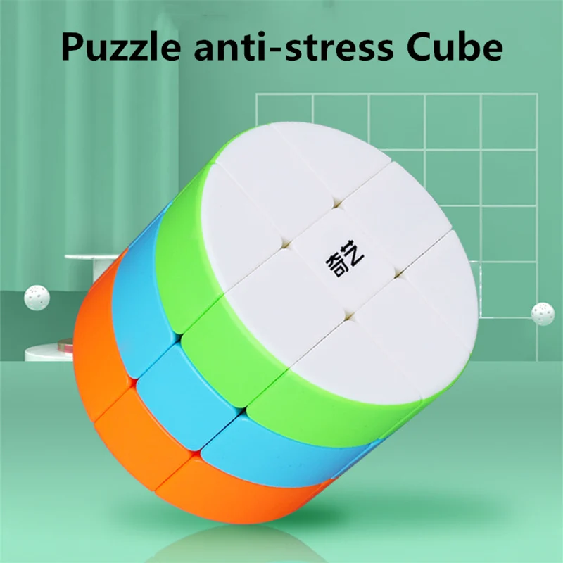 QiYi 3x3 Cylinder Cube Magic Speed Stickerless Professional Fidget Toys QIYI Cylinder 3x3x3 Cubo Magico Puzzle