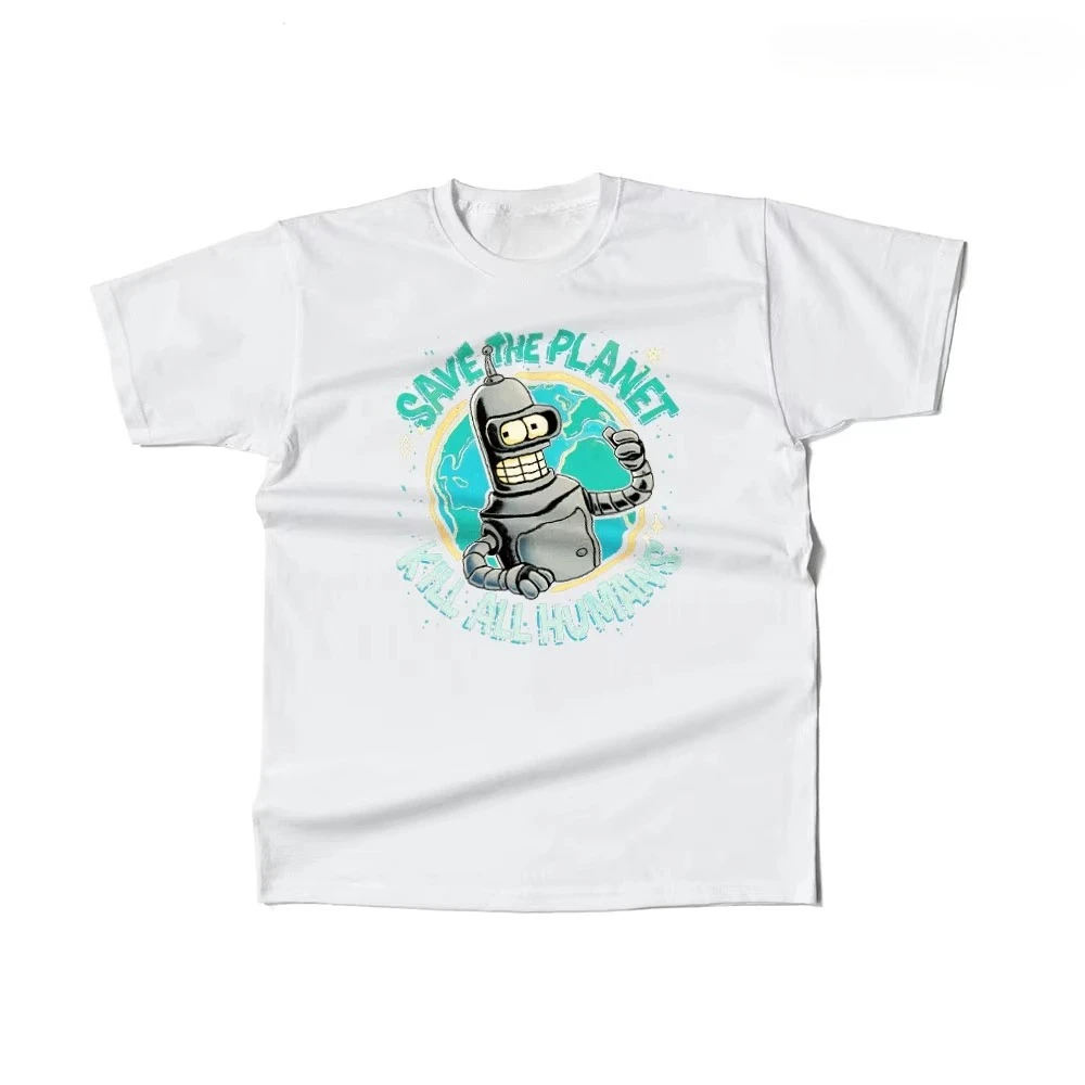 تي شيرت رجالي قطني Save the Planet، اقتل جميع البشر جرافيك ريترو مضحك تي شيرت كاجوال بنمط الشارع للرجال والنساء