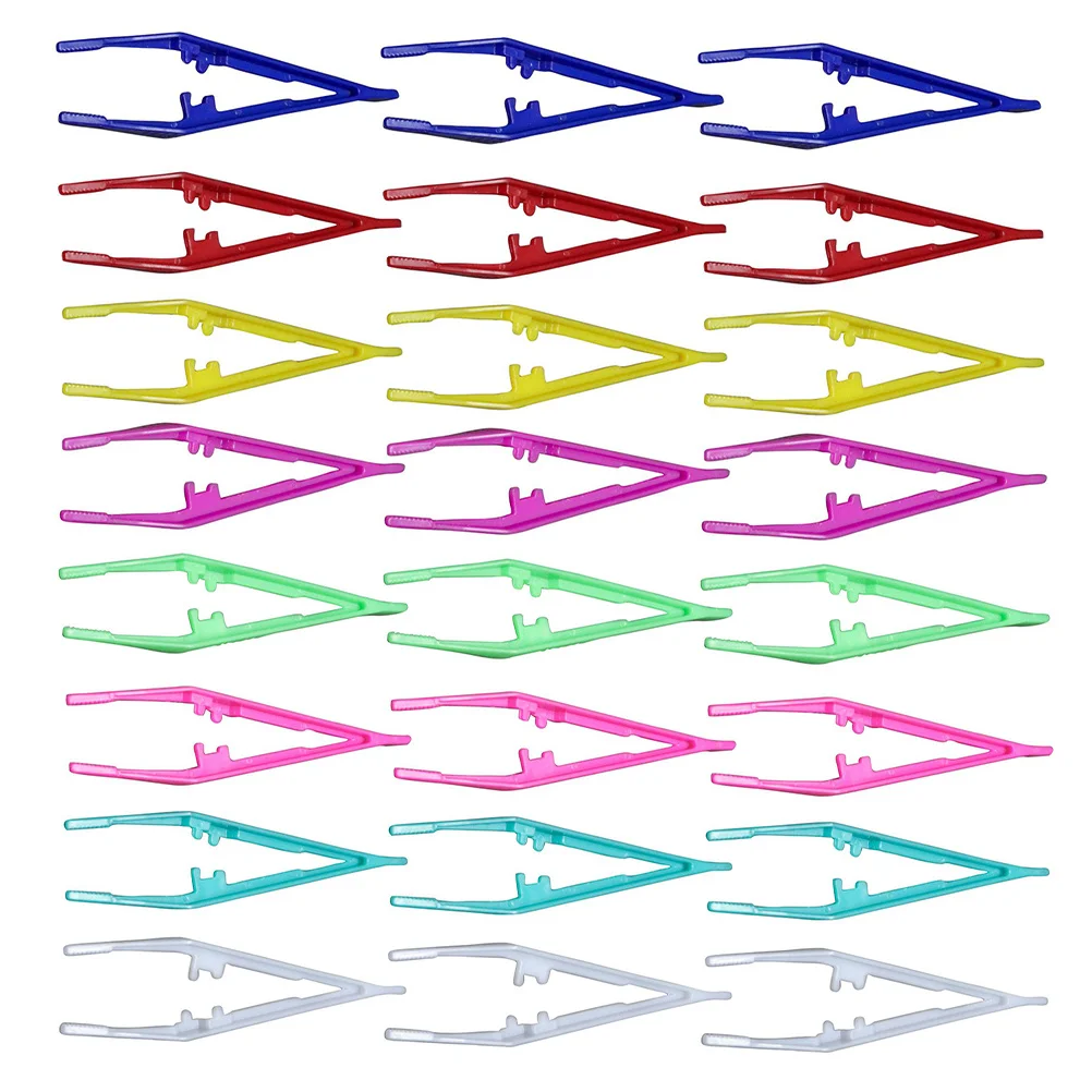 

24Pcs Plastic Eyelash Tweezers Multifunctional Makeup Clips False Lash Holder Practical Accessories Plastic Tweezers