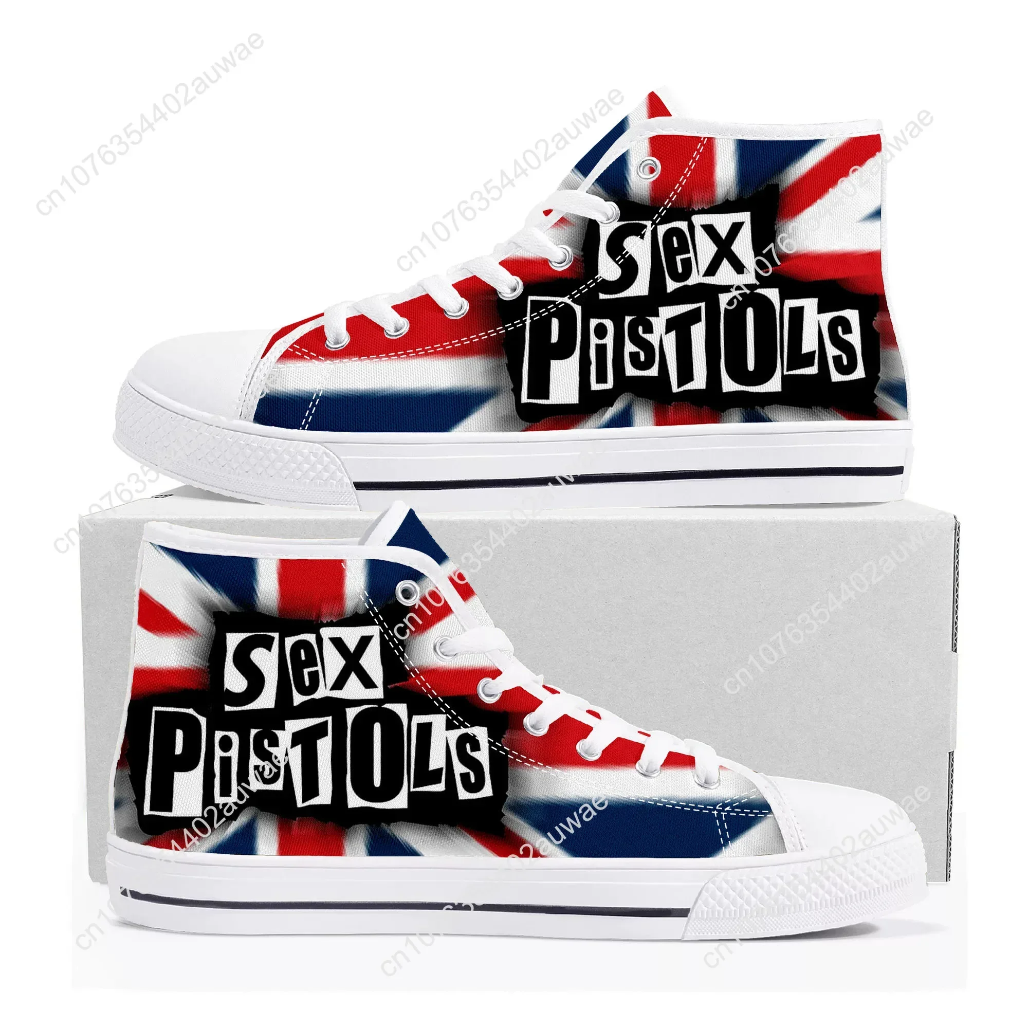 Sex Pistols Punk Rock Band Sneakers para homens e mulheres, sapatilha de lona, sapatos personalizados, alta qualidade, casual, adolescente, alta qualidade