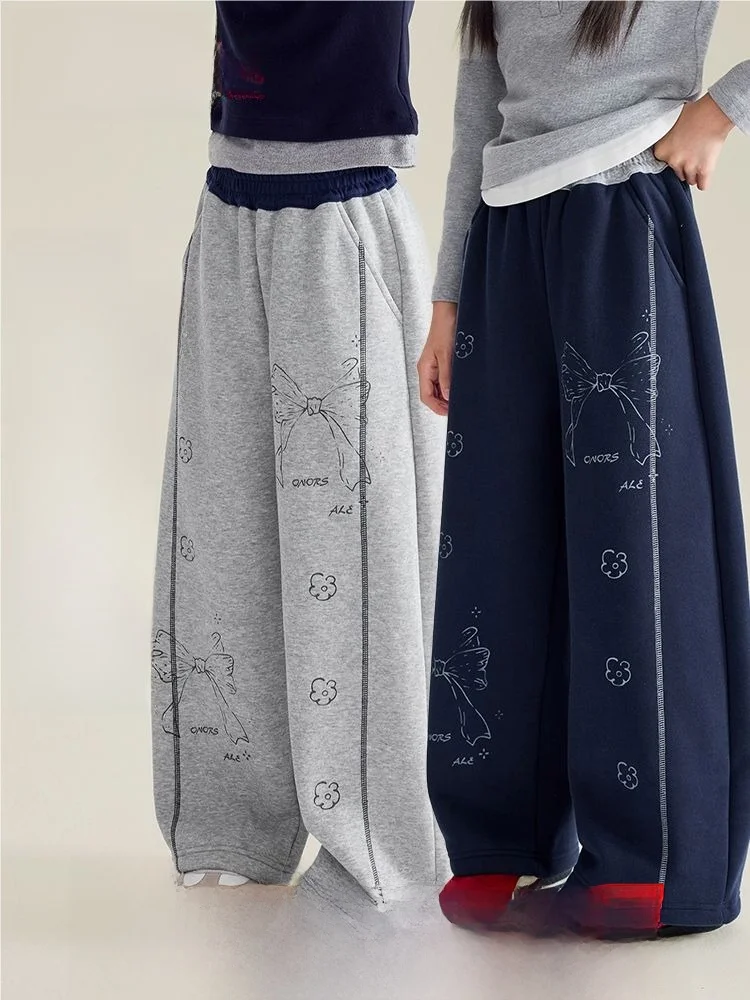 girls-fce-lined-wide-leg-pants-children's-winter-trousers-korean-sle-casual-pants-soft-comfortable-cotton-blend-fabric