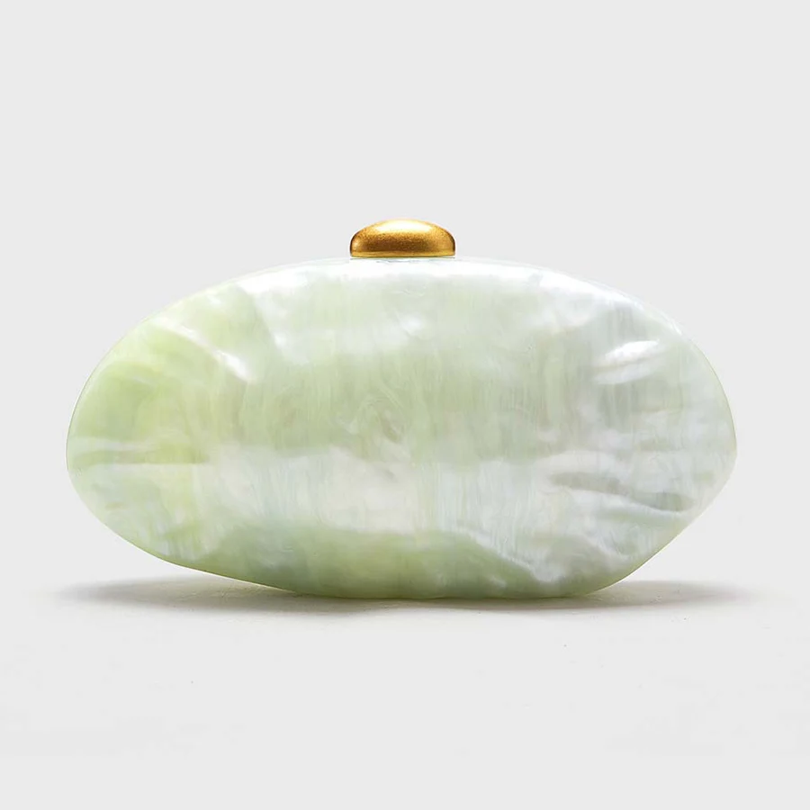 

Women's Funny Evening Clutches Purse Luxury Oval Shape Acrylic Long Chain Cross body Handbags Fits Phone Wedding Banquet Party