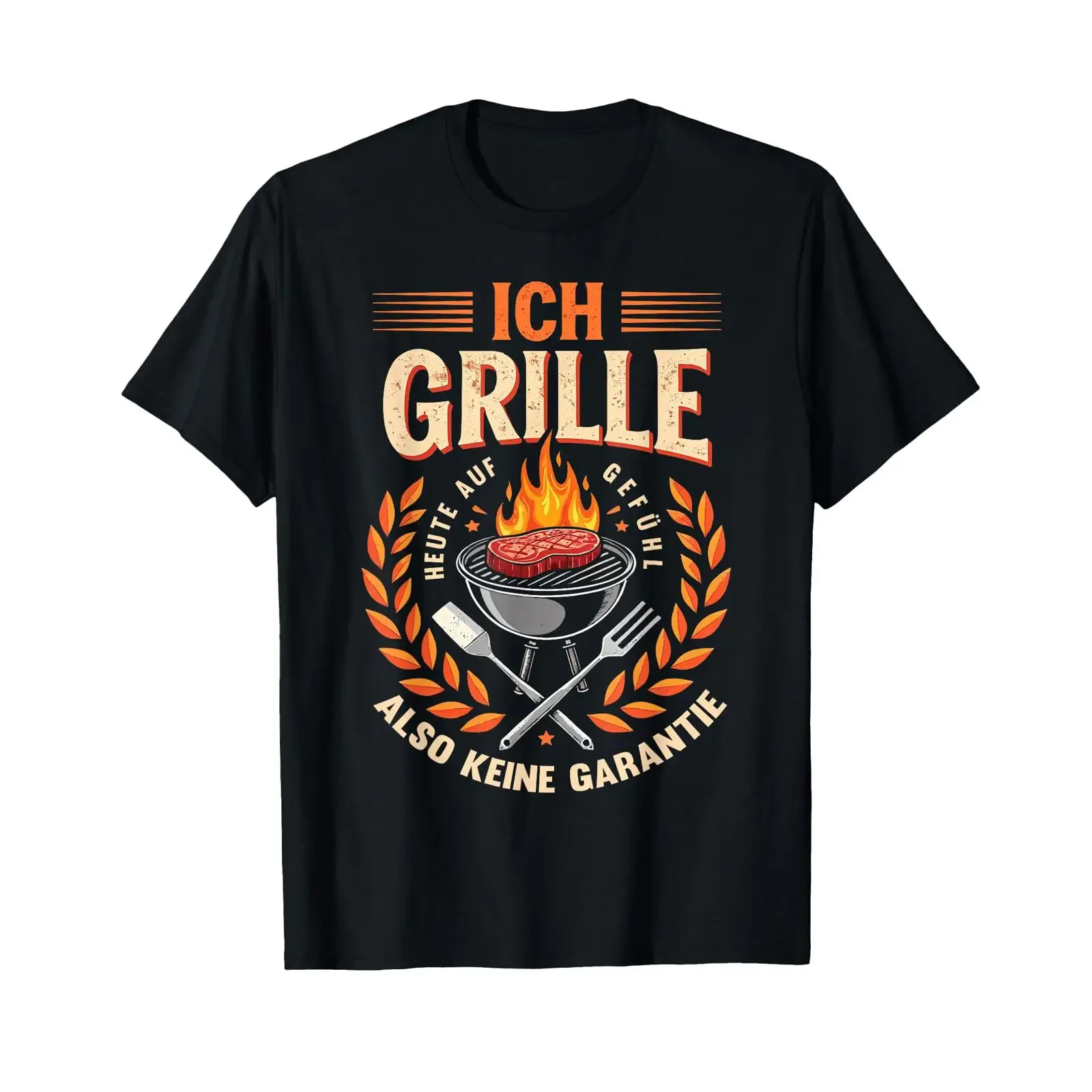 T Shirt with German Text quot Ich grille auf Gefühl Vatertag Language vintage Washed homme designer clothes fashion Comfortable