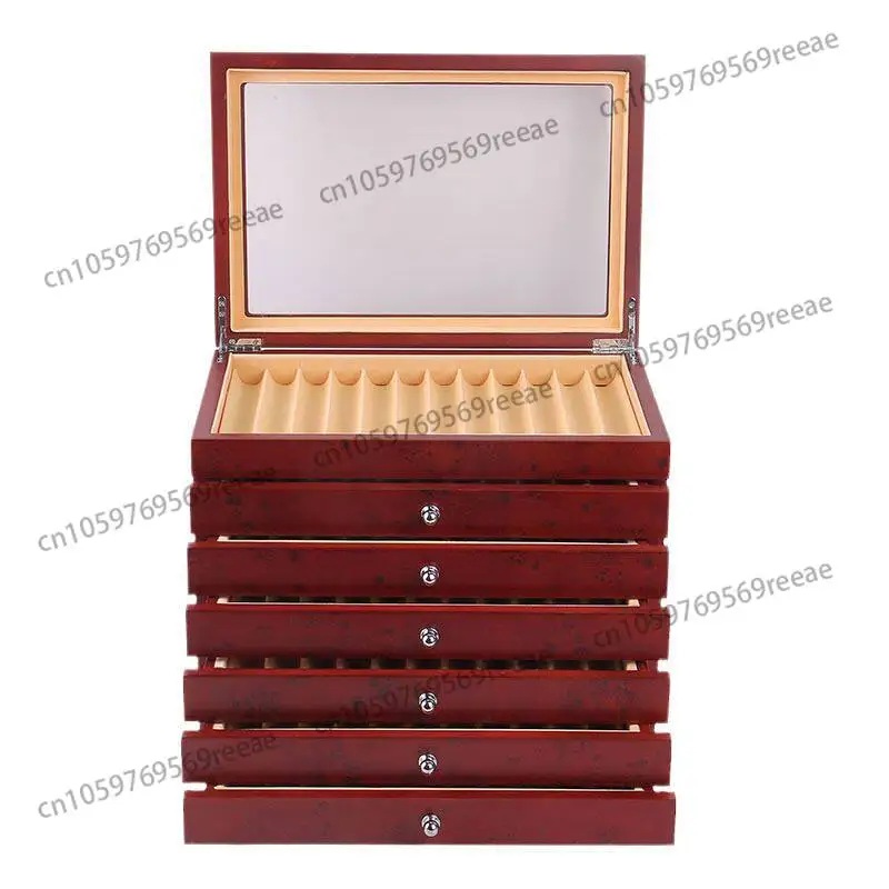 

Multi-layer 78-position wooden pen box display box flip pen storage box boutique