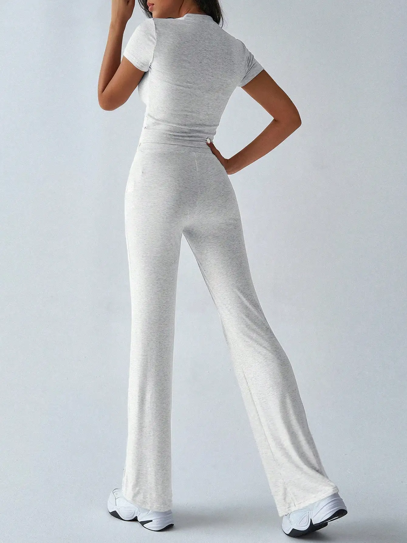 Completo Estivo da Donna Due Pezzi Stile Y2K, Abbigliamento Sportivo Casual Quotidiano, T-Shirt a Maniche Corte con Collo Tondo e Pantaloni Lunghi Slim Fit