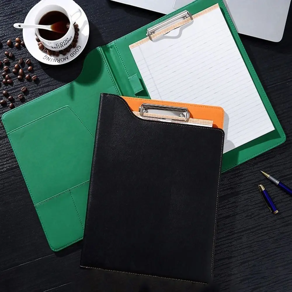 With Cover A4 File Folder Clipboard Metal Board Clip Waterproof PU Leather Writing Clip Non-slip Space Saving