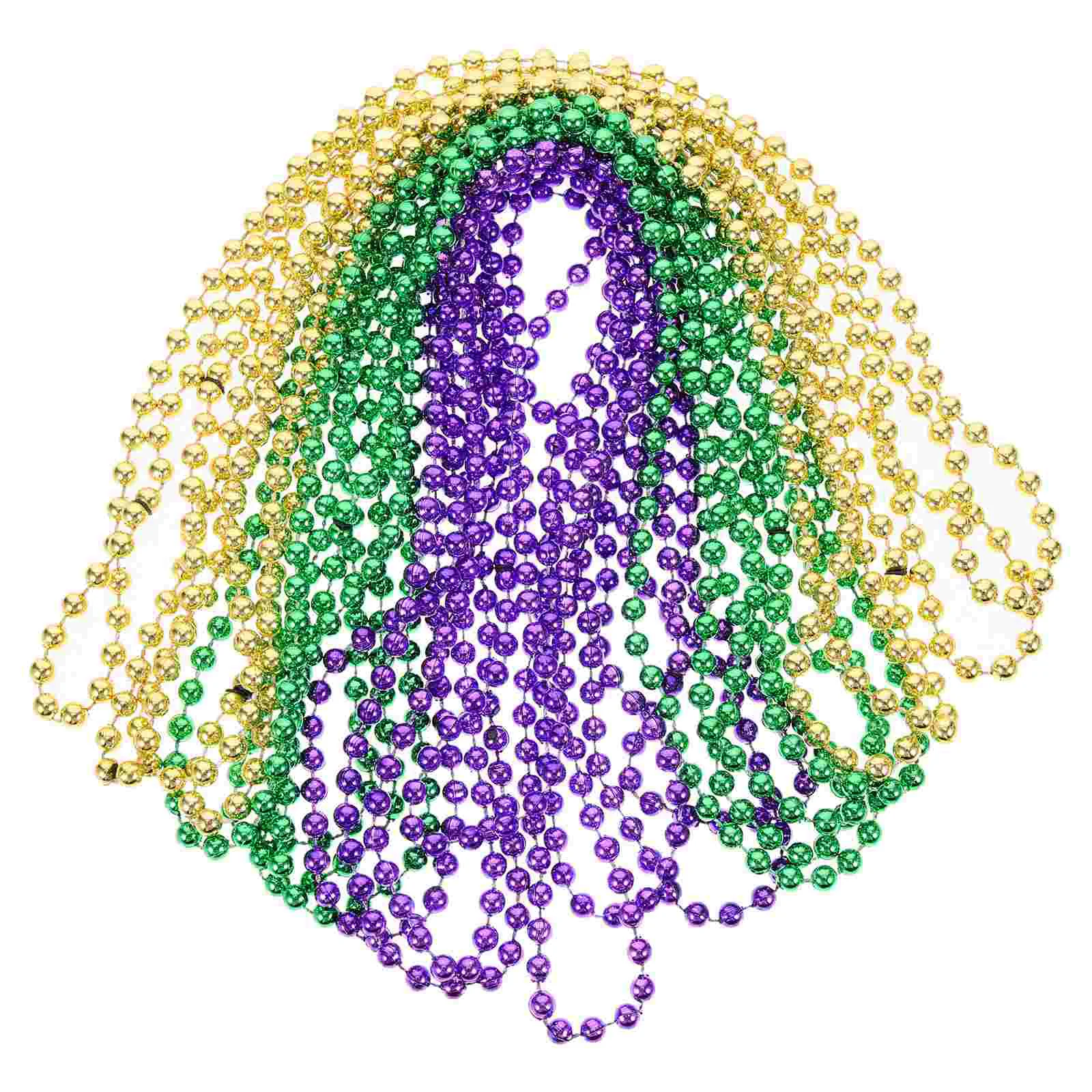 

12 Pcs Bead Chain Beads Necklace Garland Mardi Gras Carnival Bracelet Plastic Beaded Metal