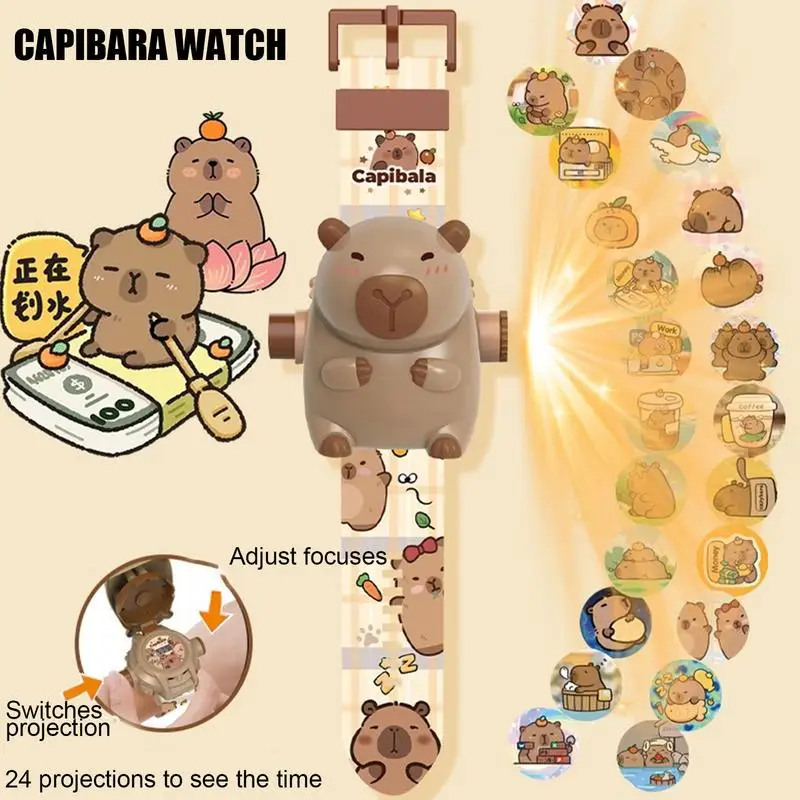 Capibara-projectie Elektronisch horloge Cartoon horlogeklok Kinderen Nieuwjaarscadeau voor kinderen - Leuk lichtgevend speelgoed en kleuterschoolcadeau