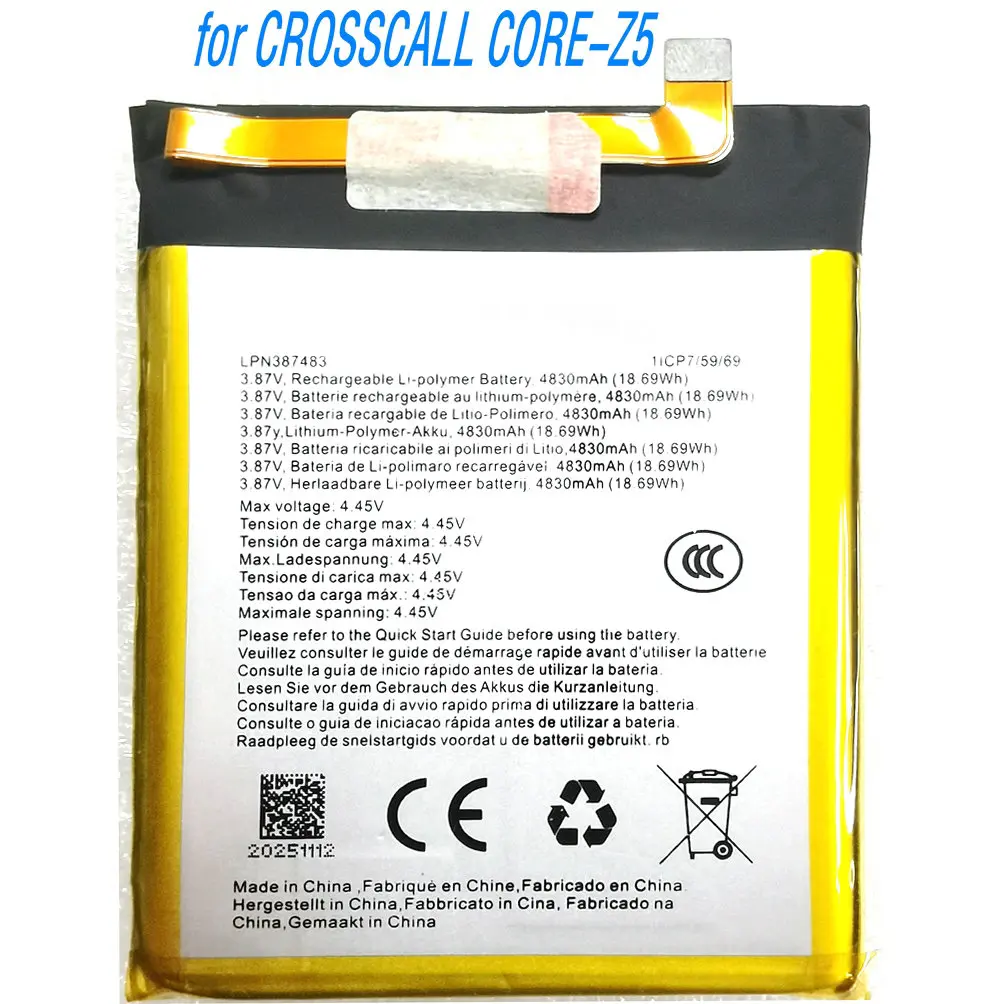 

3.87V 4830mAh Original Replacement LPN387483 Battery for CROSSCALL CORE-Z5 Mobile Phone