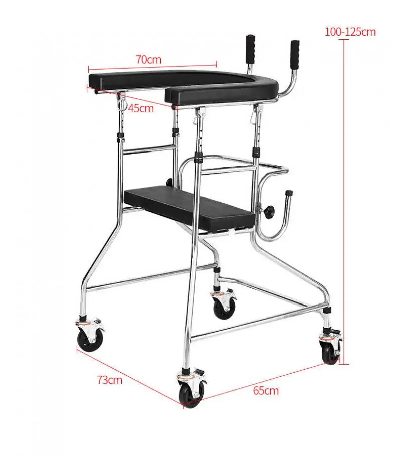 Stroke Hemiplegia Lower Limbs Rehabilitation Training Standing Assist Walker with Wheels for Elderly Walking Mobility Aids