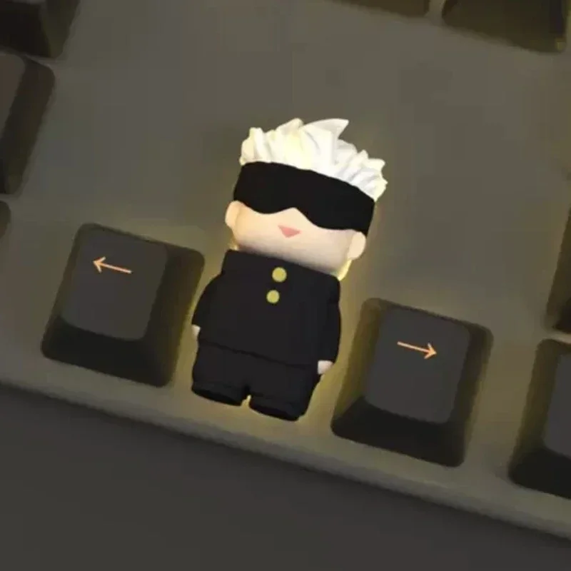 

Колпачки для клавиш Satoru Gojo на заказ, мультяшные аниме, полимерные колпачки для клавиш, милый оригинальный дизайнерский кепка для клавиш вверх и вниз для геймерской клавиатуры