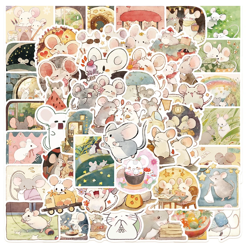 

10/30/50pcs Kawaii Mouse Cartoon Stickers Aesthetic Animal Decal Graffiti DIY Stationery Wall Waterproof Sticker Kid Classic Toy