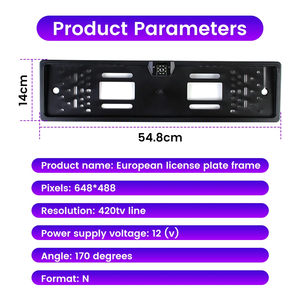 الأوروبي إطار لوحة الرخصة سيارة كاميرا الرؤية الخلفية 8LED ضوء عالية الوضوح مقاوم للماء للرؤية الليلية عكس كاميرا احتياطية