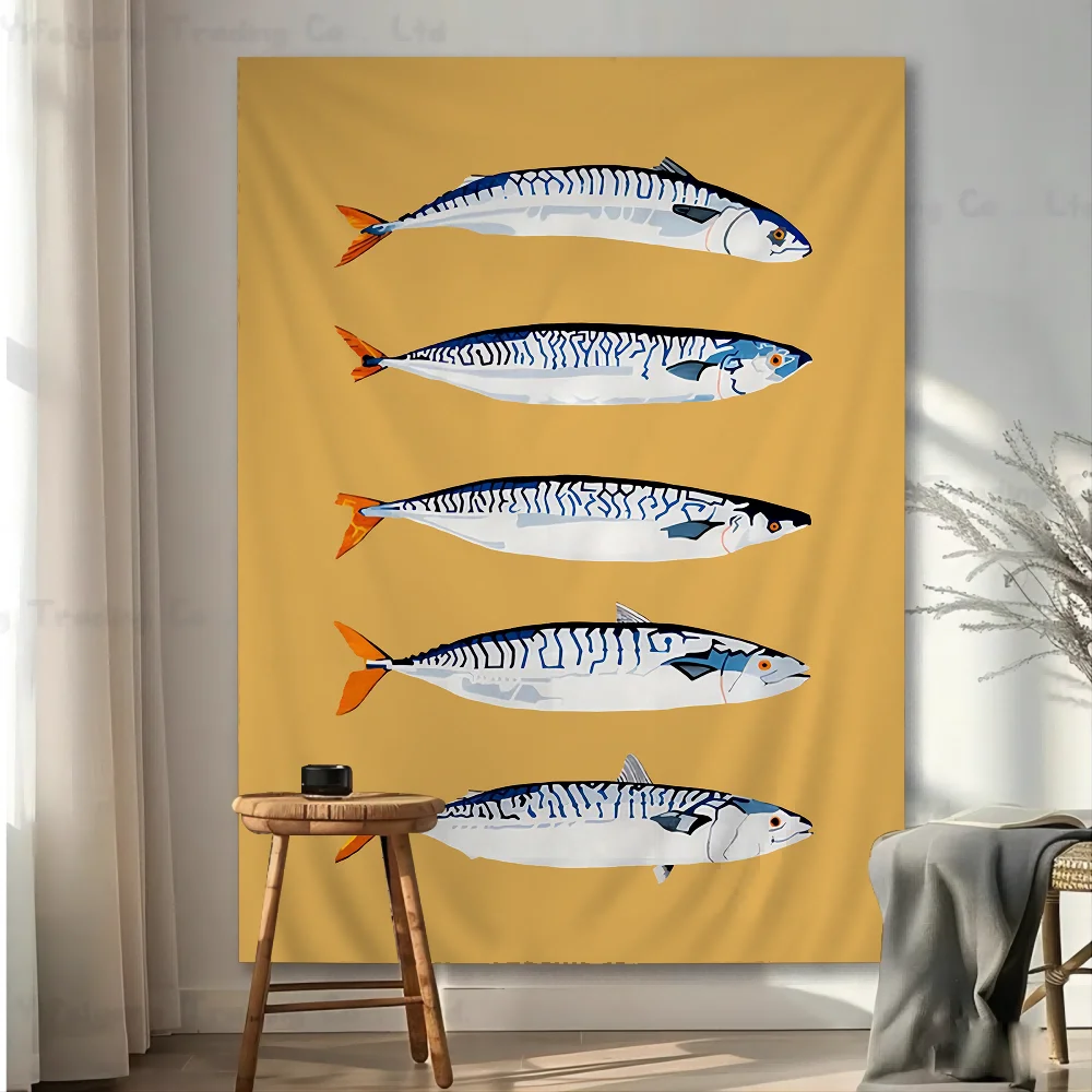 Kleurrijke Sardine Kreeft Vis Oceaan DIY Wandtapijt Hippie Bloem Muur Tapijten Dorm Decor Wall Art Decor