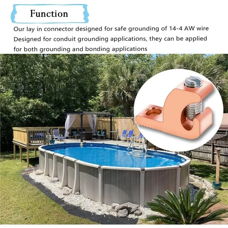 ABHS-Copper Grounding Lug(8-Pack), 4 AWG, For Pools And Spas, Suitable For 4-14 AWG Wires Range