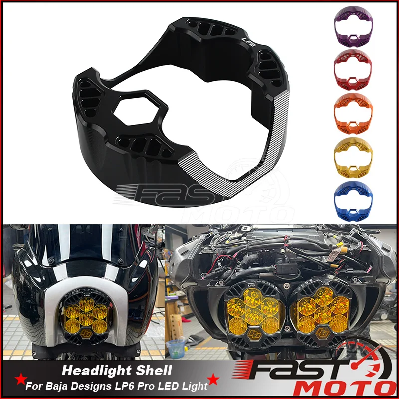 Carcasa de faro delantero Baja LP6 para Harley Touring Road Glide FLTRX Standard Special Dyna Car Wrangler ATV UTV SUV Offroad