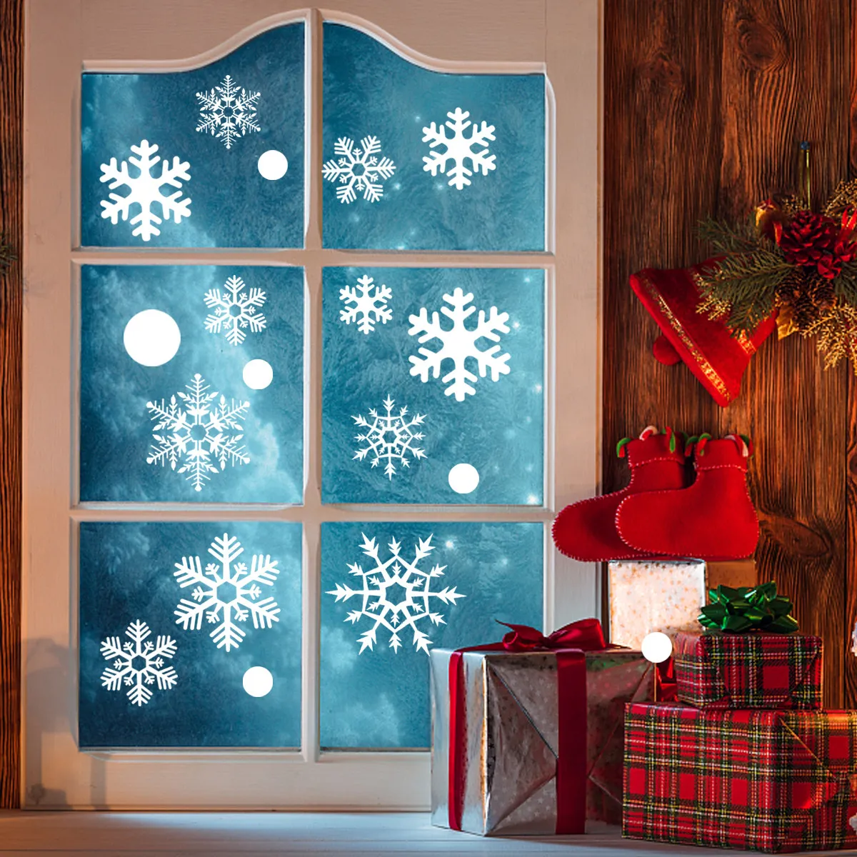 48Pcs Classic Snowflake Window Clings Easy-Apply Removable Wall Stickers for Windows Glass Doors Holiday Decor