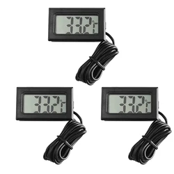 3PCS Mini LCD Digital Thermometer with 1 Meter Waterproof Probe Convenient Temperature Meter for Home Fridge Fish Tank Aquarium