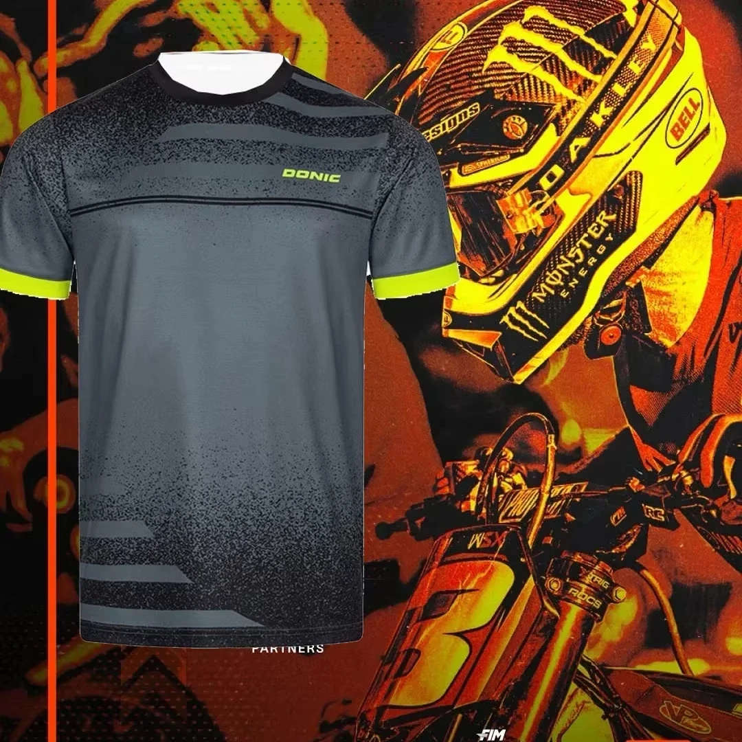 

DONIC Crew Neck Table Tennis Shirt Quick-drying Sports T-shirt Breathable Short-sleeved Motorcycle T-shirt Men and Women Tops