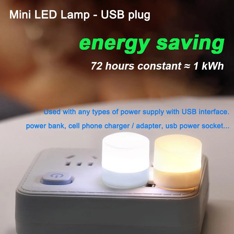 12pc Mini USB Plug Lamp 5V 1W Super Bright Eye Protection Book Light Computer Mobile Power Charging USB Small LED Night Light