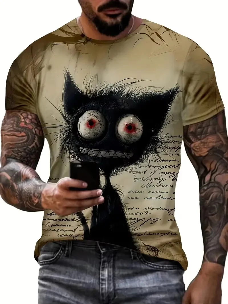 Men's Three-dimensional Tiger Pattern 3D Printed Men's Short Sleeved T-shirt Summer Outdoor Sports