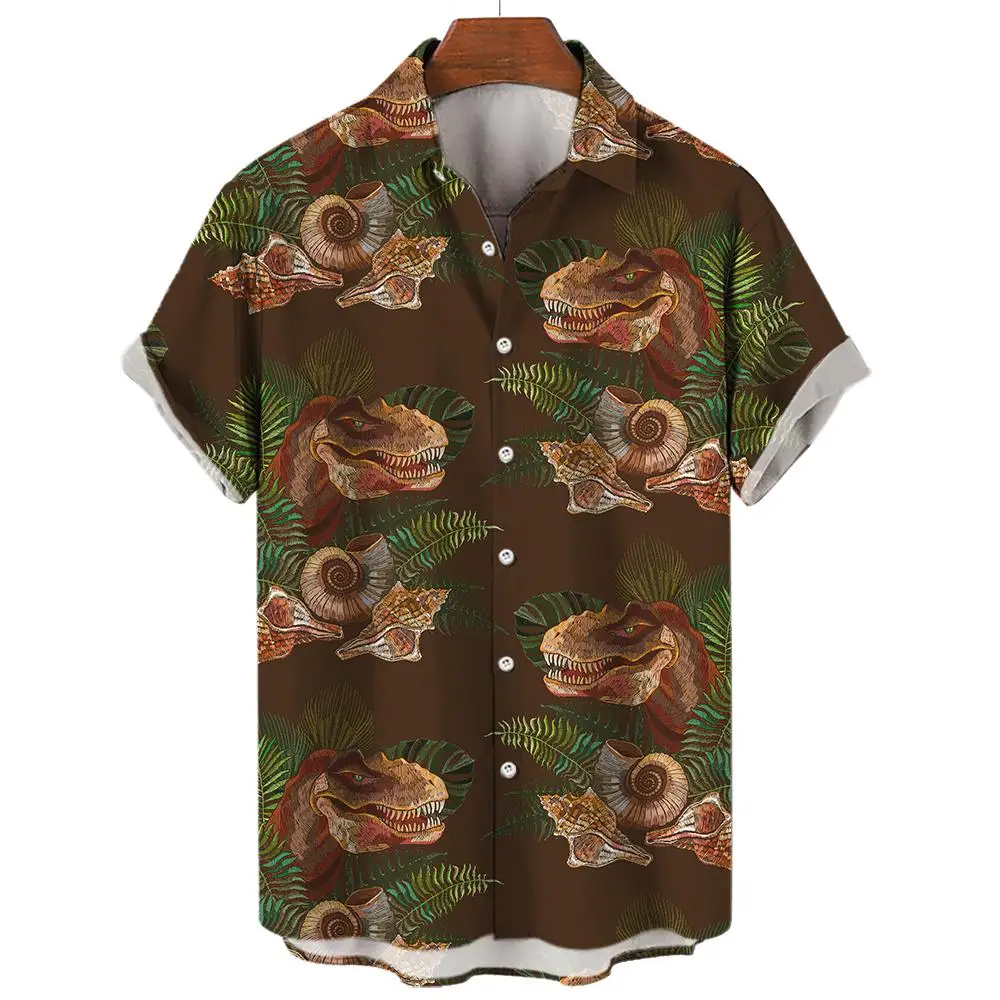 Sense Hawaii Shirts Men 3D Print Vegetarianism Dinosaur Eat Taco Vacation Graphic Short Sleeve Shirts Men Outdoor Casual Wear