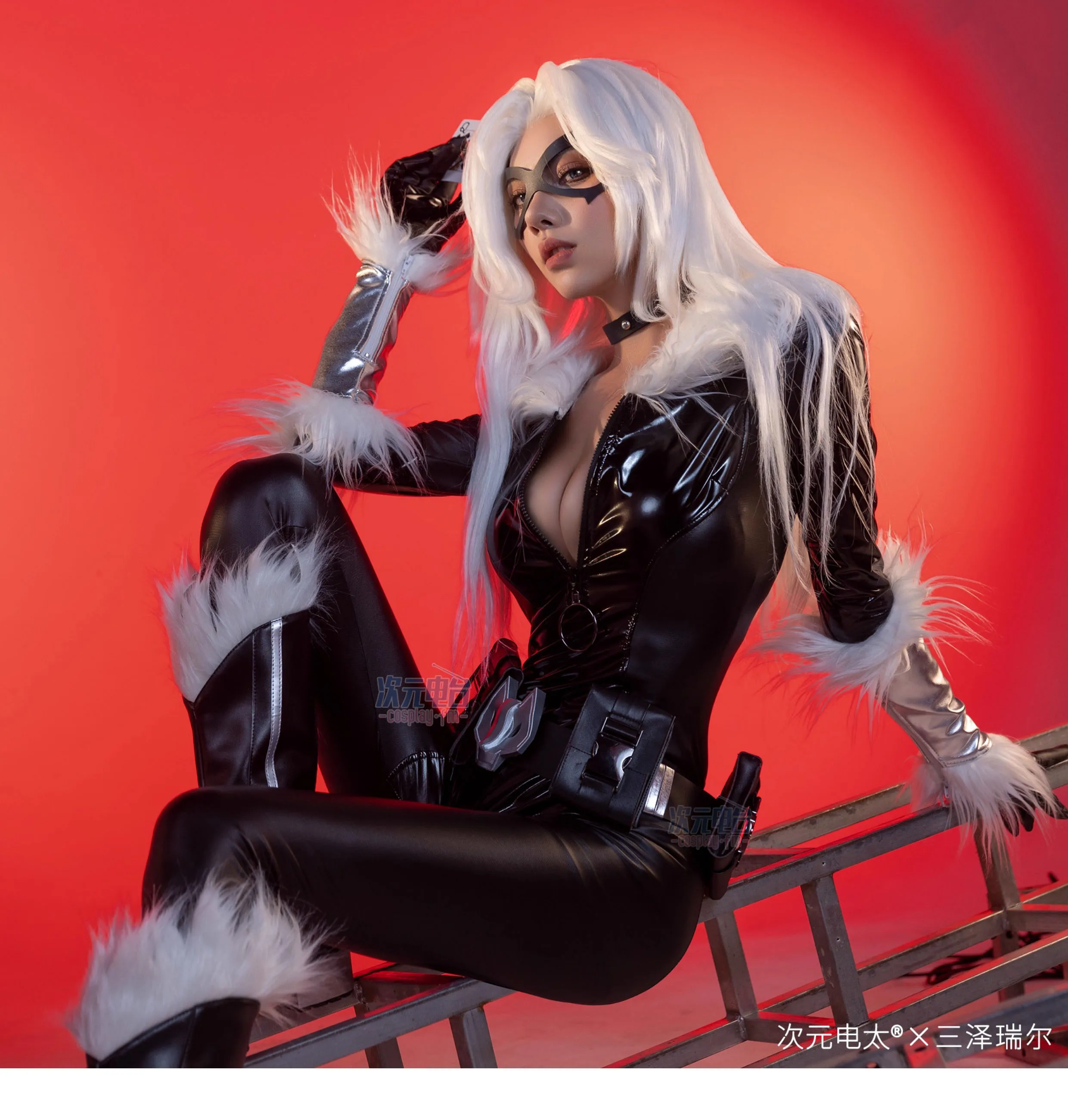 Disfraz de Cosplay Zentai de Felicia, la Gata Negra Sexy de Darkstalkers | Conjunto Completo con Cola y Guantes de Garras para Mujer, Fiesta de Halloween 2026