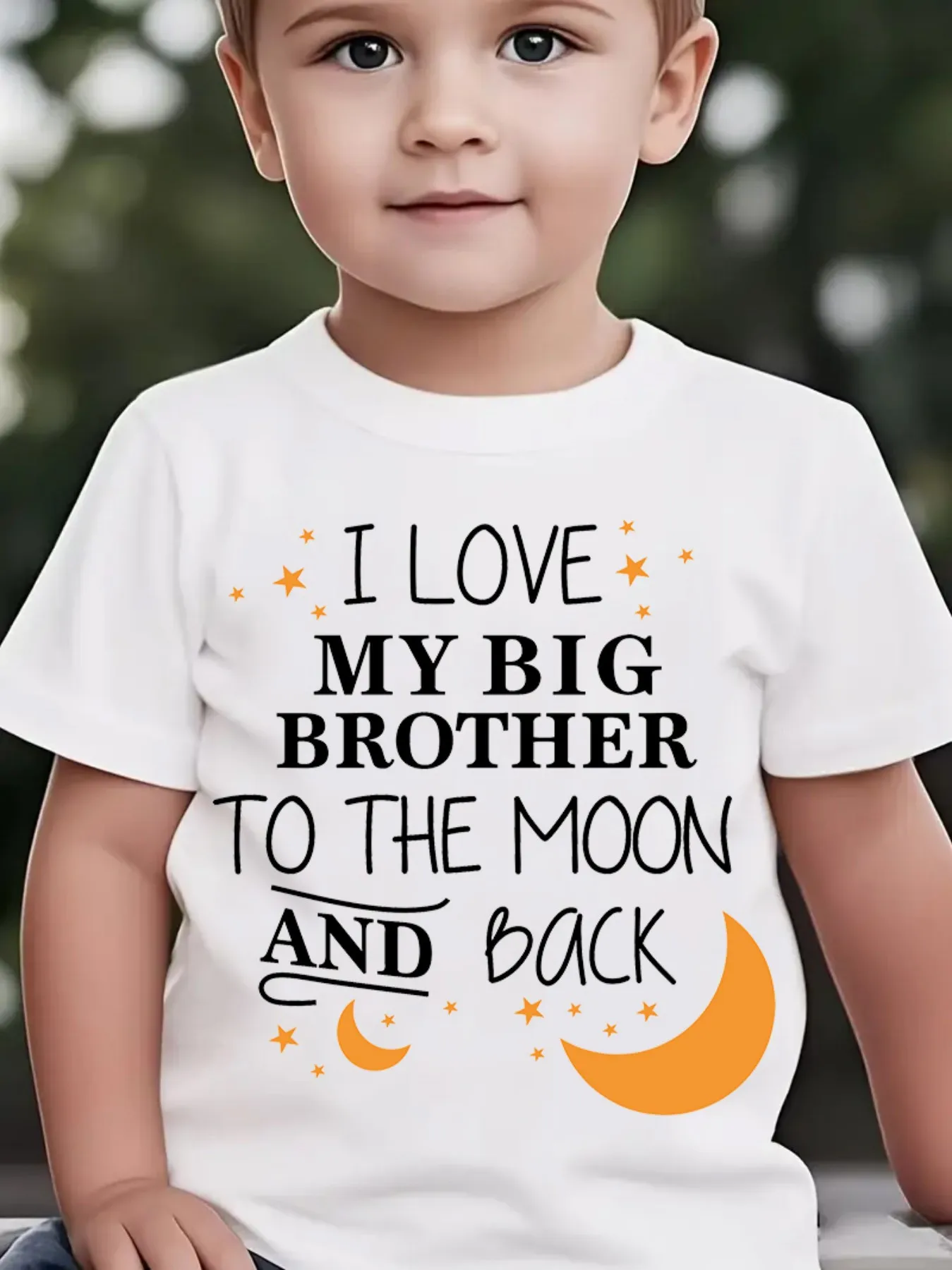 Summer Fashion Children's Short Sleeved T-shirt, I Love Brother Print Casual Outdoor Top, Parent-child Street Style Top