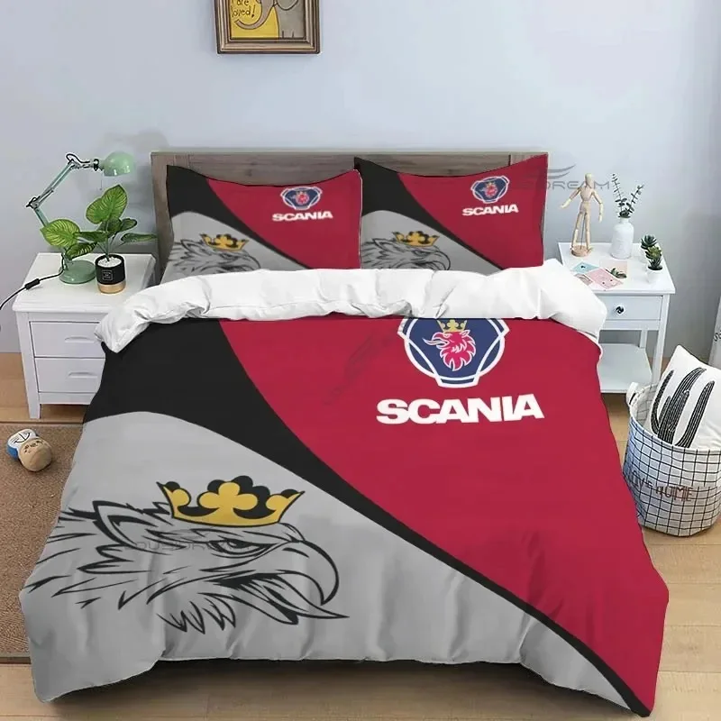 Eagle Head Truck S-Scania Patterns Comforter Bedding Set,Duvet Cover Bed Set Quilt Cover Pillowcase,King Queen Size Bedding Set