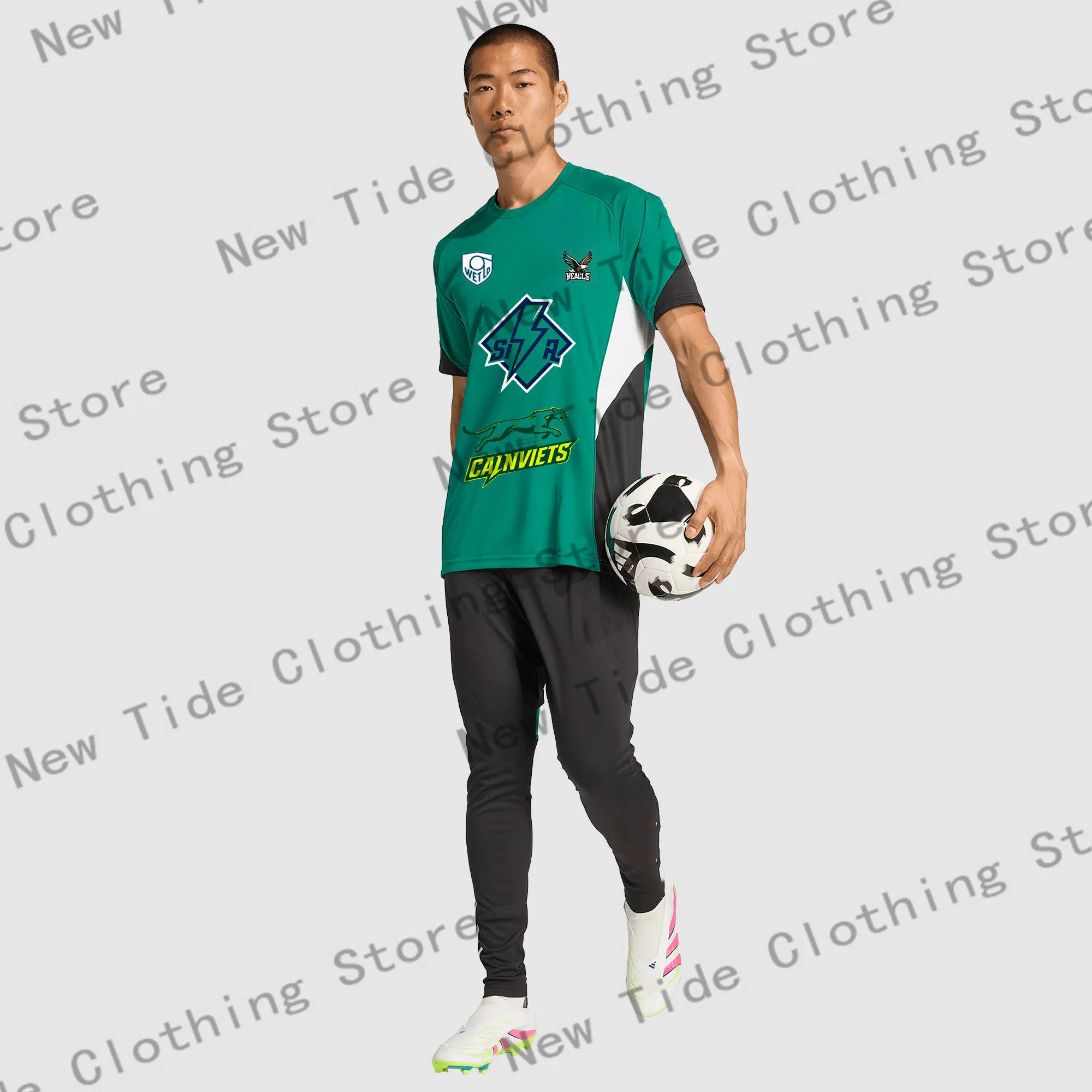 

Men Football Jersey T - Shirt In Green Great For Summer Soccer Camps Outdoor Training Sessions And Casual Team Hangouts